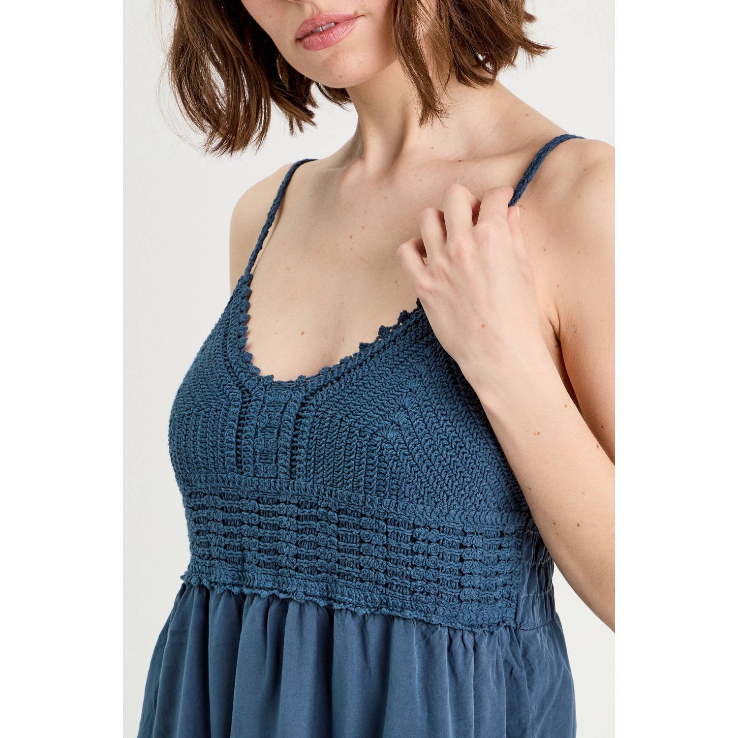Cache zomerjurk crochet grijsblauw