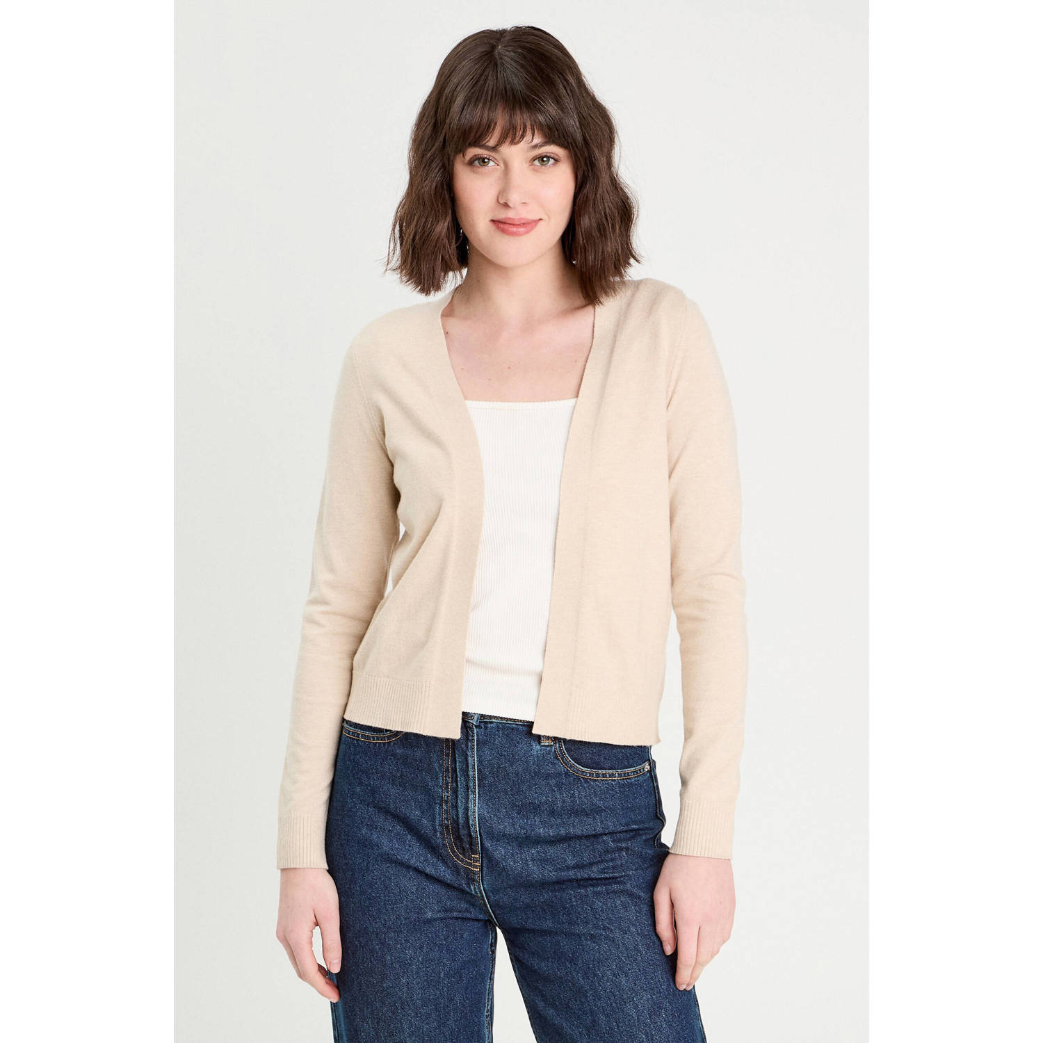 Cache gebreid vest zand