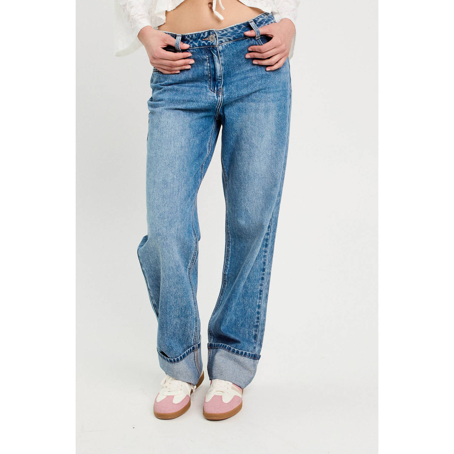 Cache straight leg jeans medium blue denim