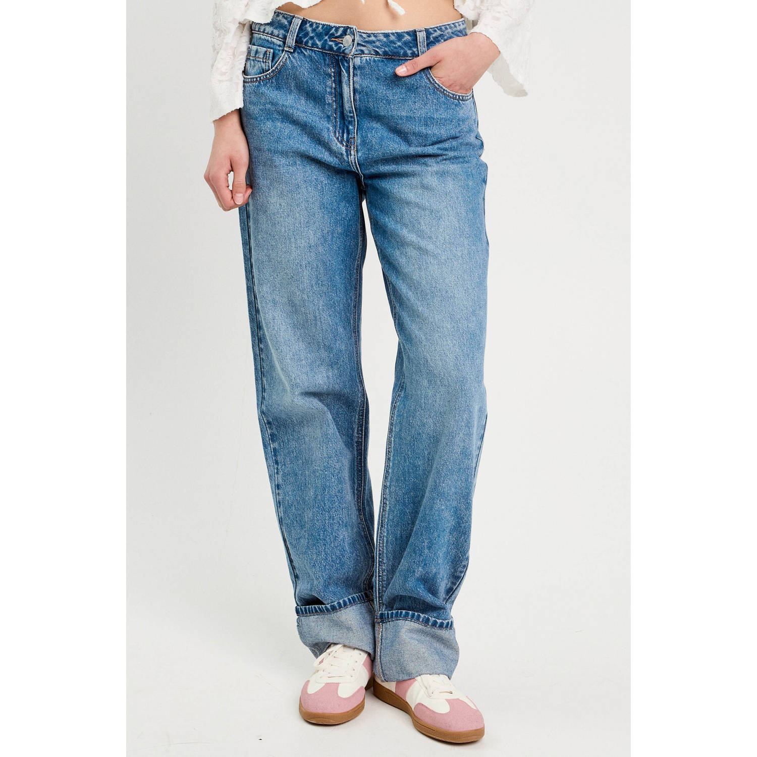 Cache straight leg jeans medium blue denim