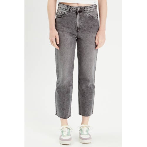 Cache Cache cropped high waist straight jeans grey afbeelding