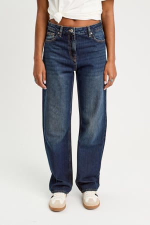 straight leg jeans dark blue denim