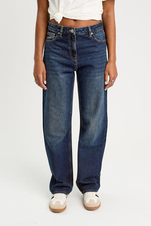 straight leg jeans dark blue denim