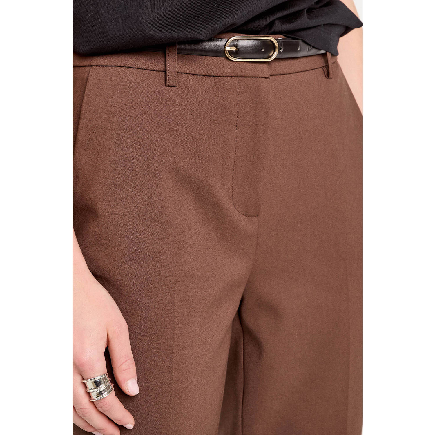 Cache tapered high waist pantalon donkerbruin