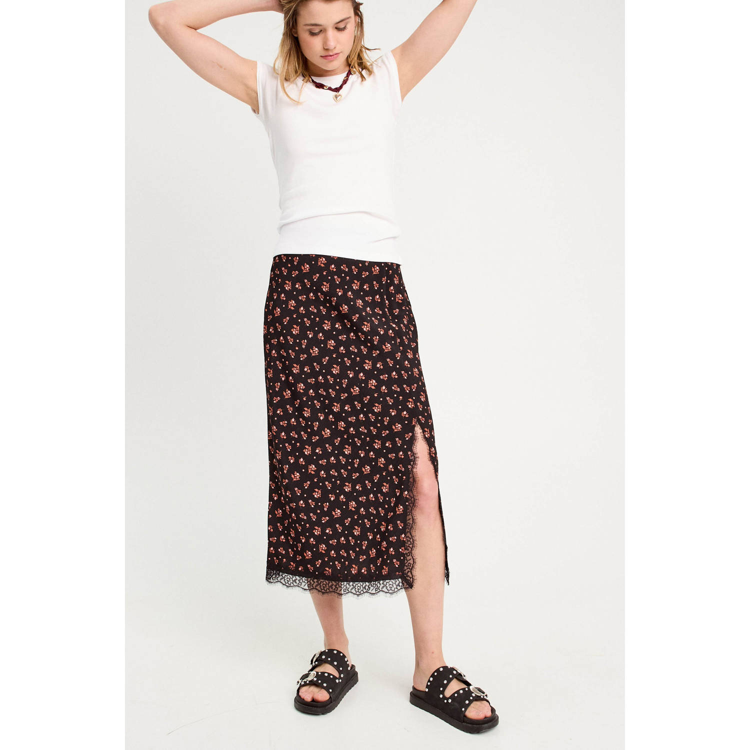 Cache midi rok zwart