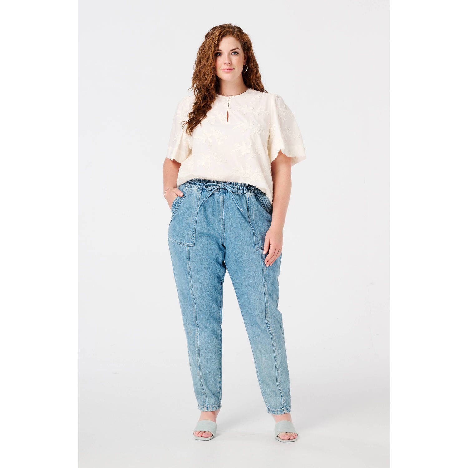 MS Mode straight leg jeans medium blue denim