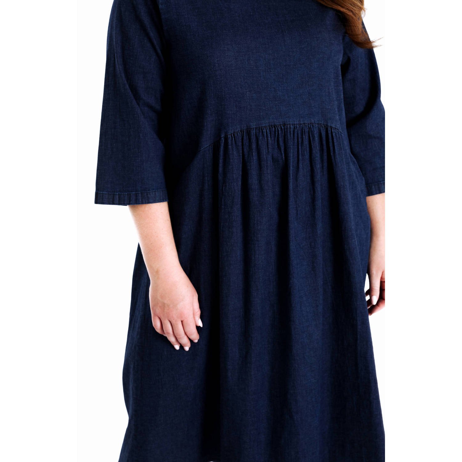 Paprika midi jurk dark blue denim