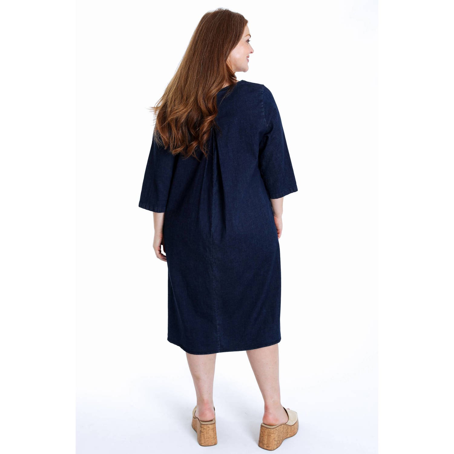 Paprika midi jurk dark blue denim
