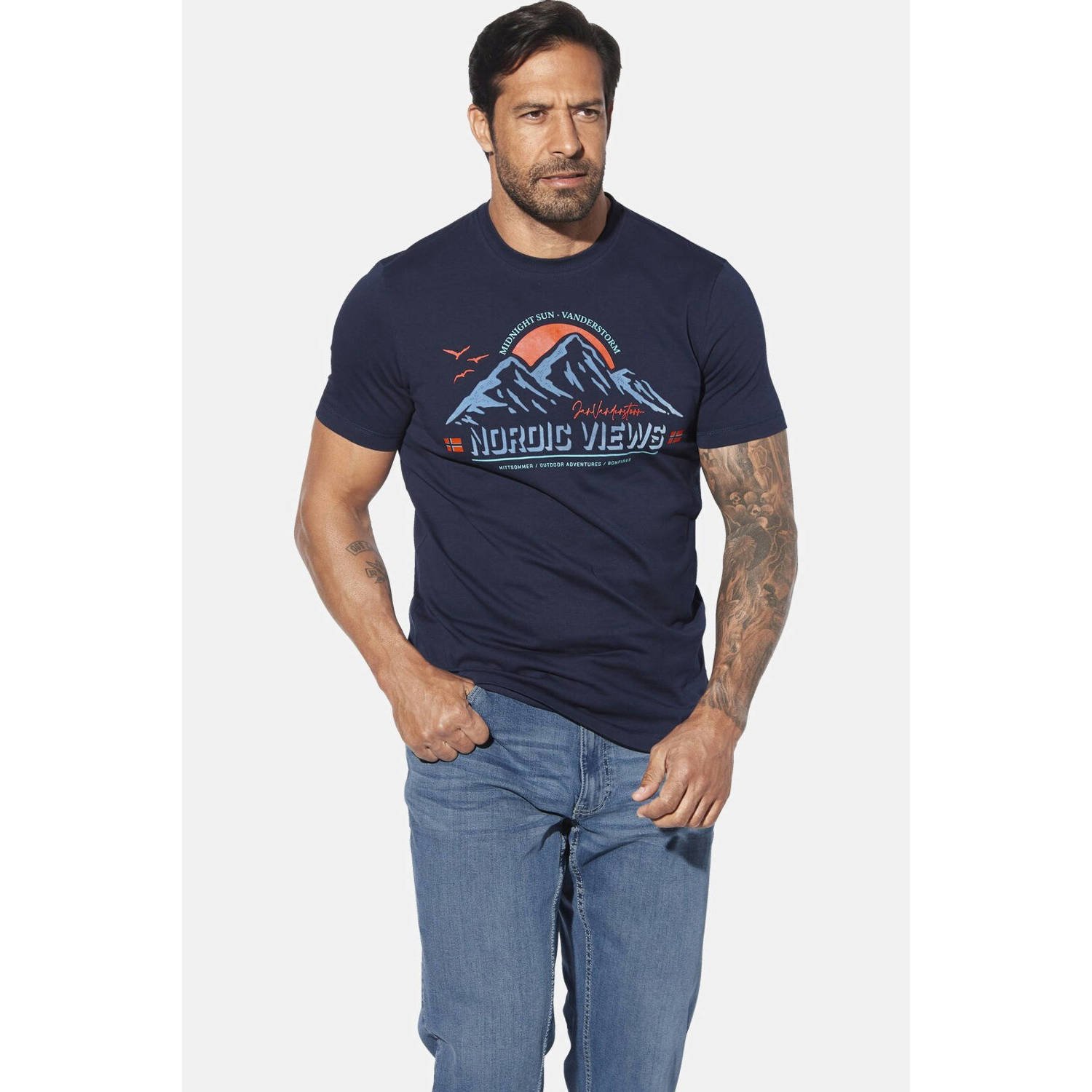 Jan Vanderstorm +FIT Collectie T-shirt SVENBOR Plus Size donkerblauw
