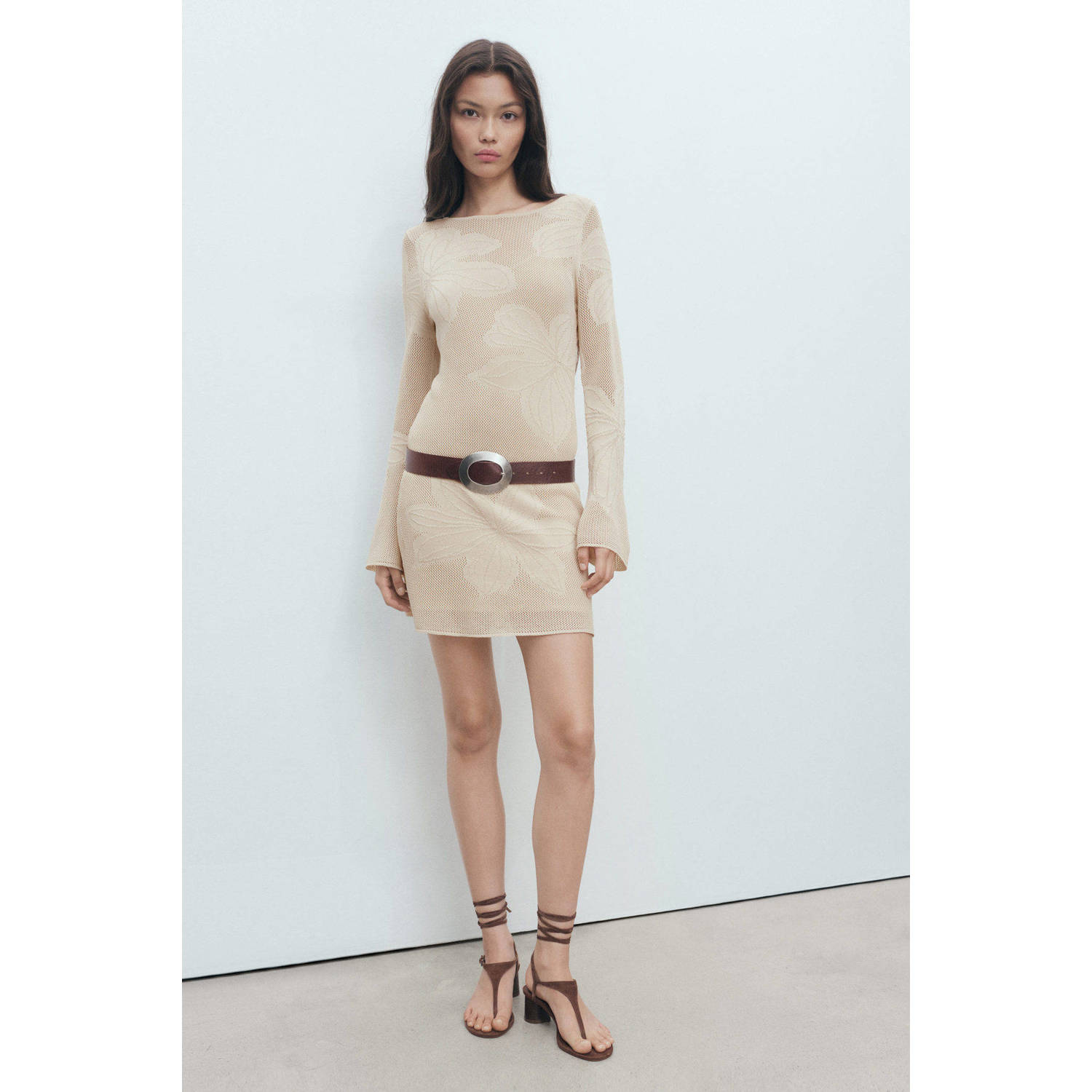Mango gebreide jurk beige