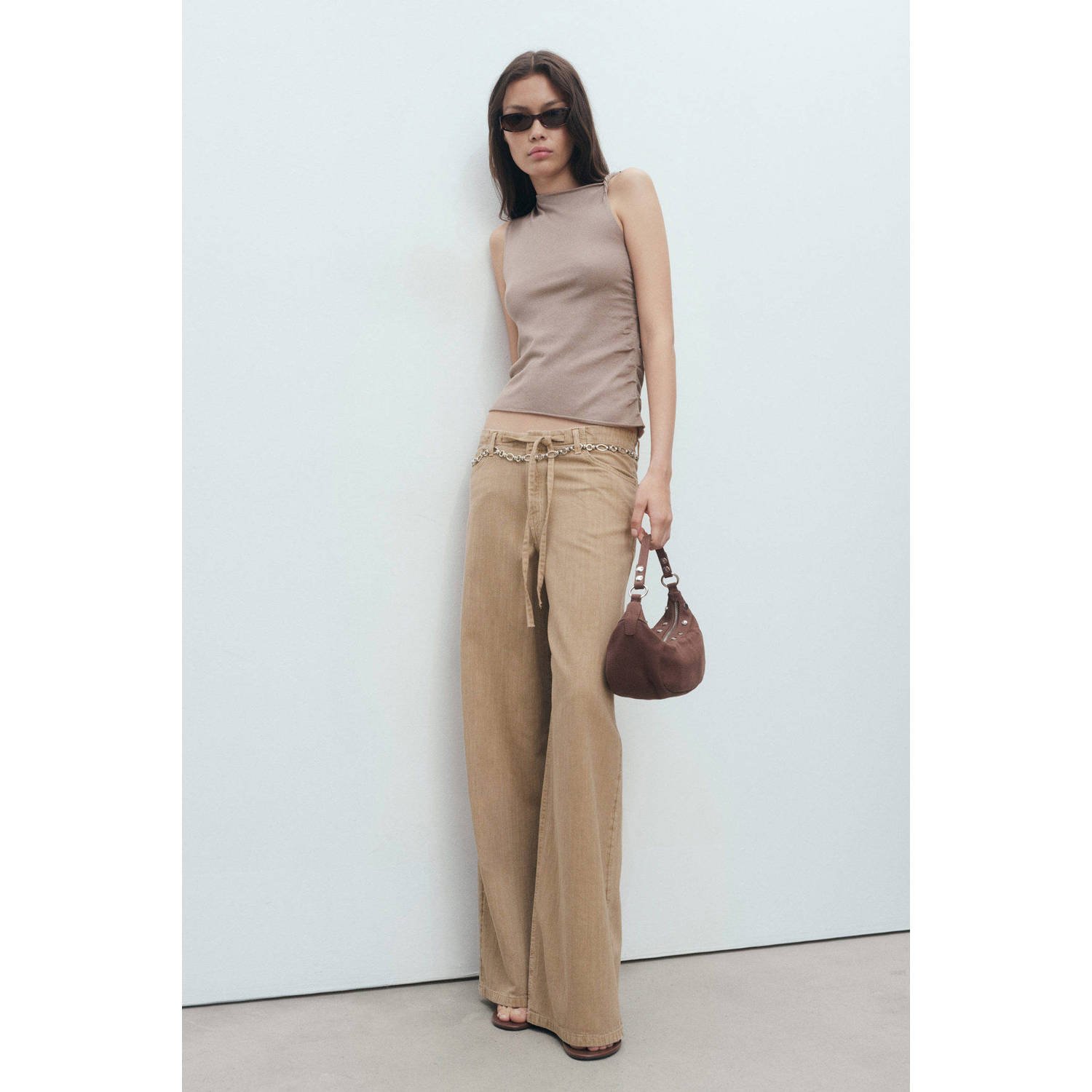 Mango asymmetrische top beige gebreid