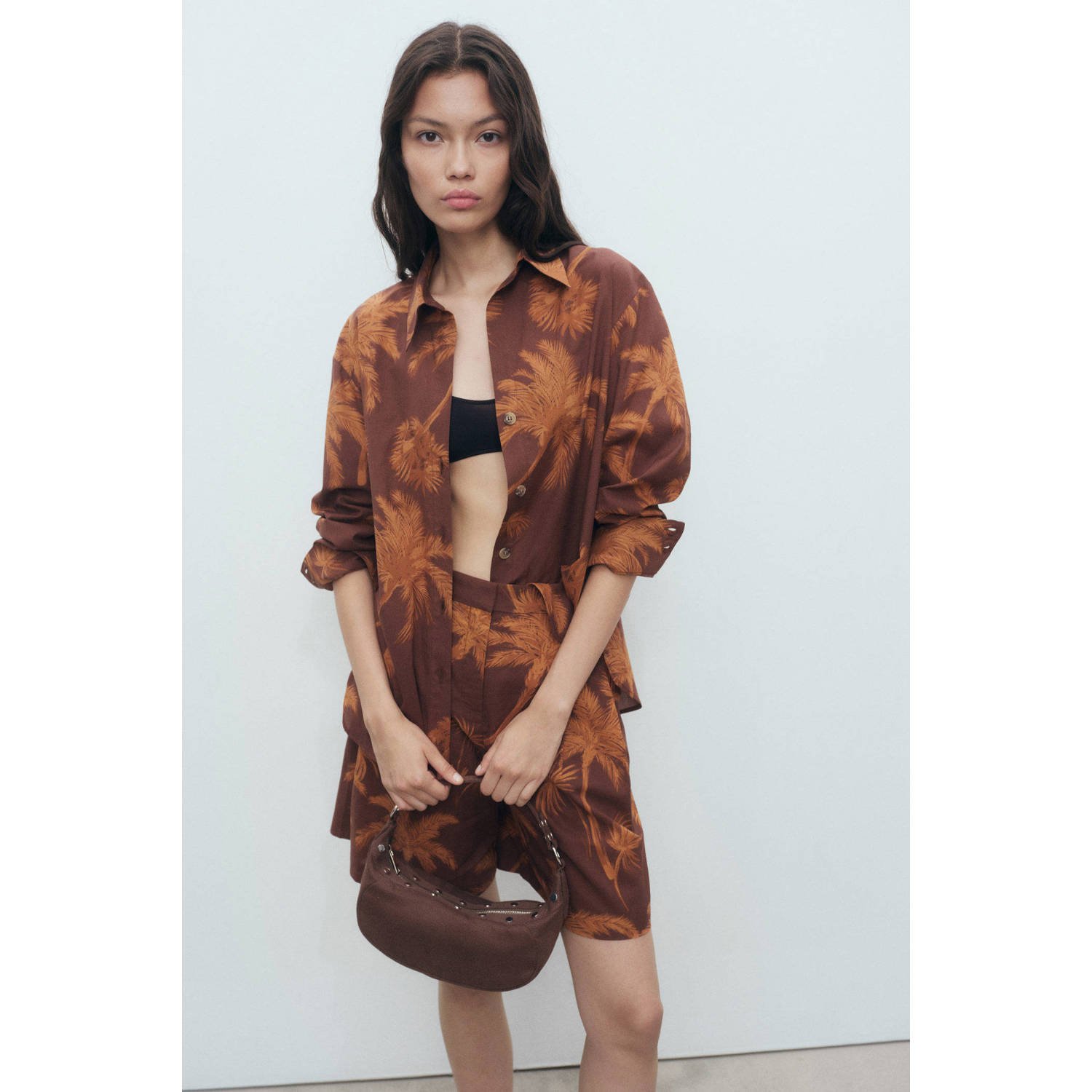 Mango blouse bruin
