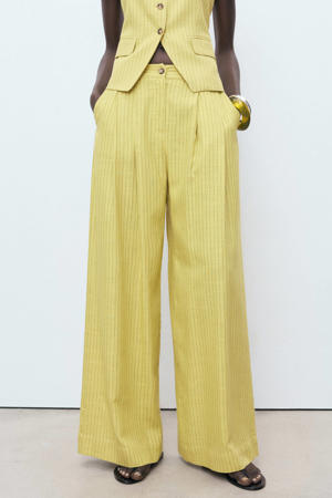 wide leg regular waist broek geel