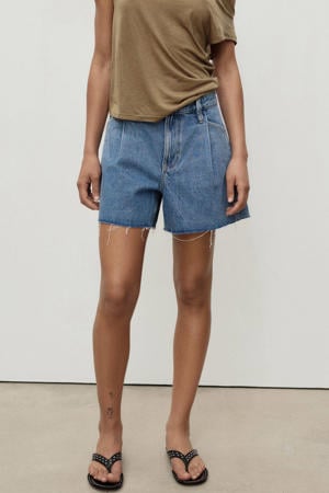 denim wide leg regular waist short medium blue denim