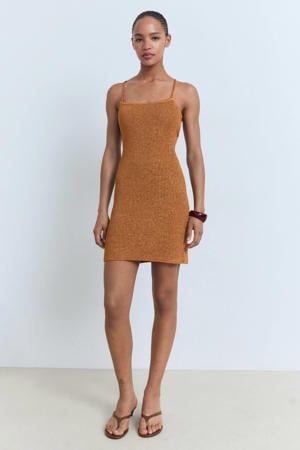 korte jurk met lurex koper