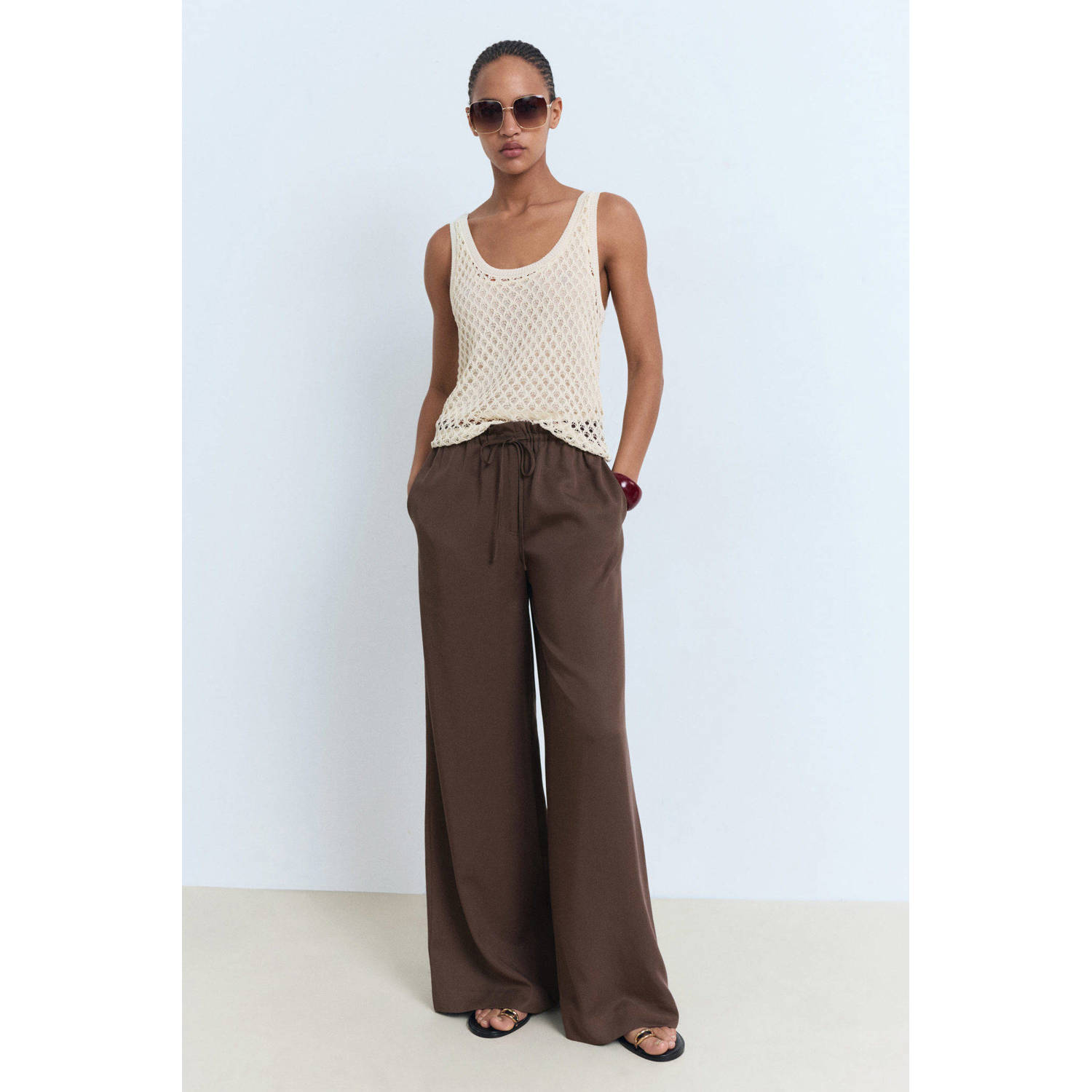 Mango top beige gebreid