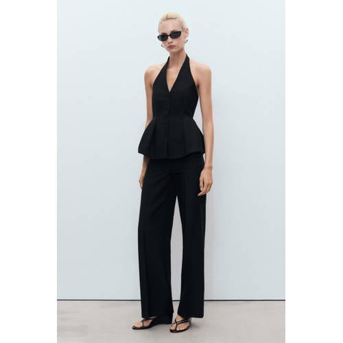 Mango wide leg regular waist pantalon afbeelding
