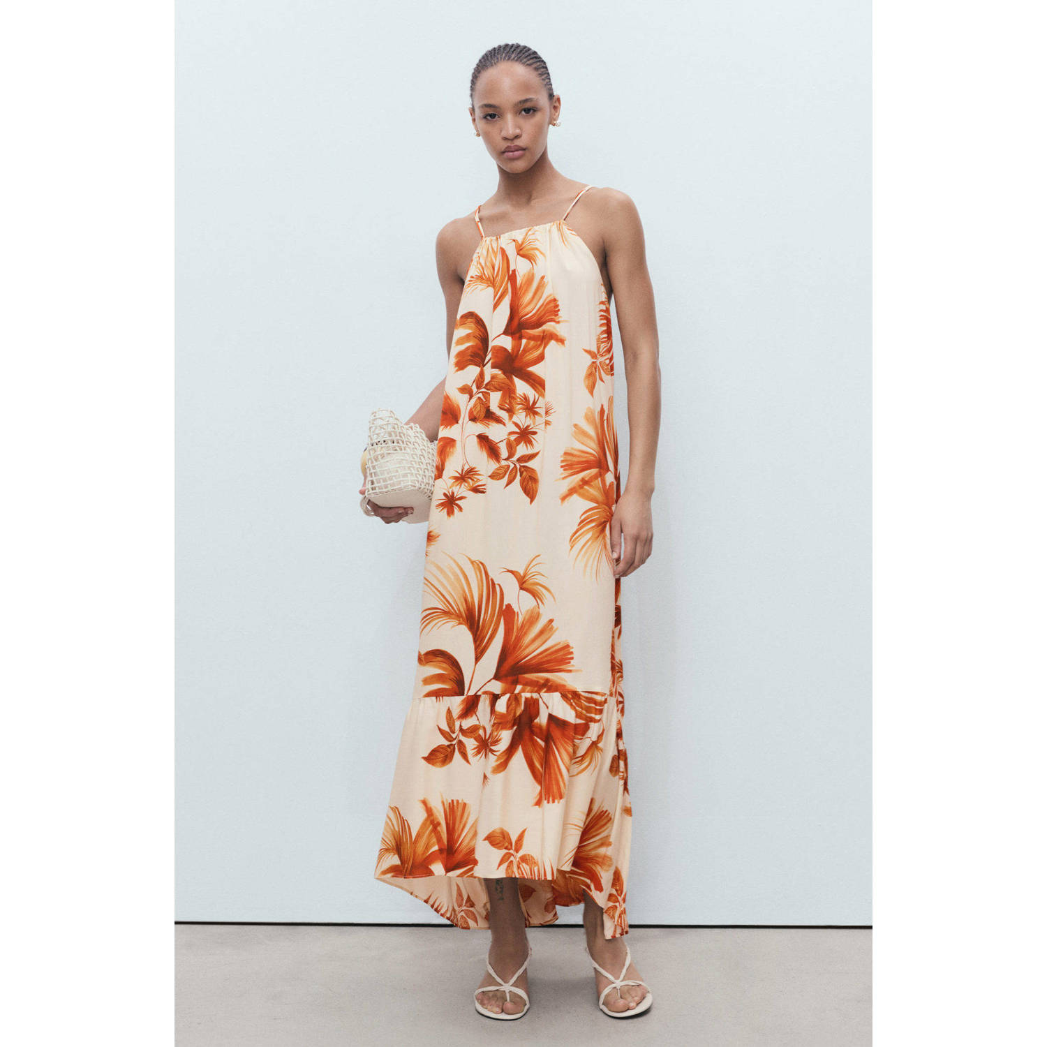 Mango maxi jurk ecru