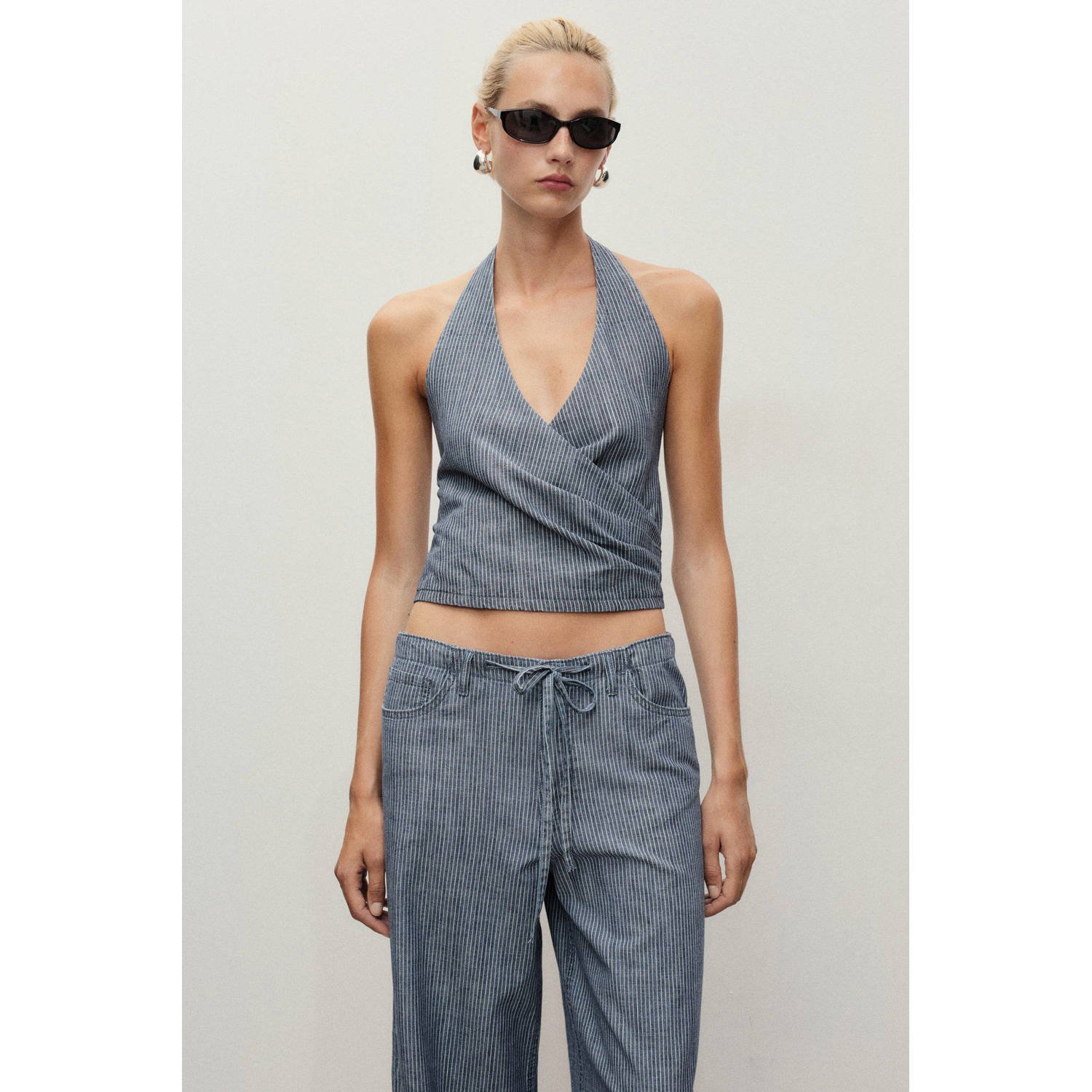 Mango cropped top blauw