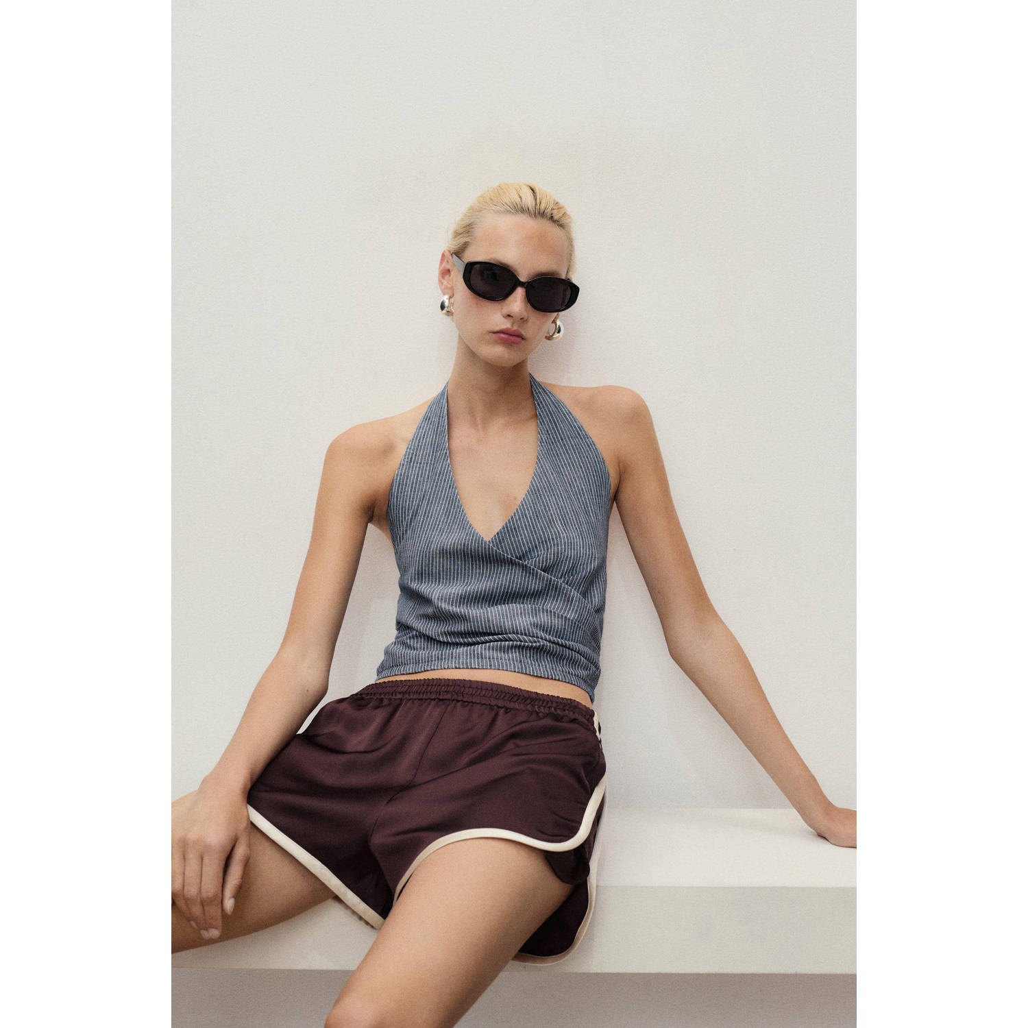 Mango cropped top blauw