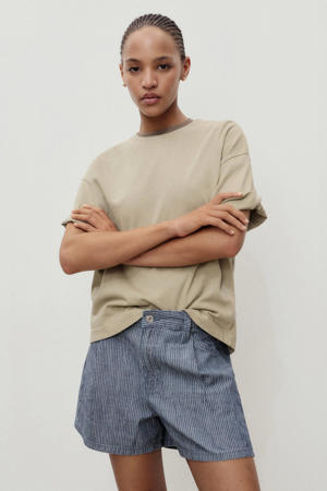 denim straight regular waist short dark blue denim