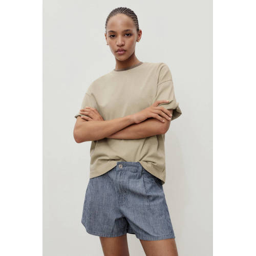 Mango denim straight regular waist short dark blue denim afbeelding
