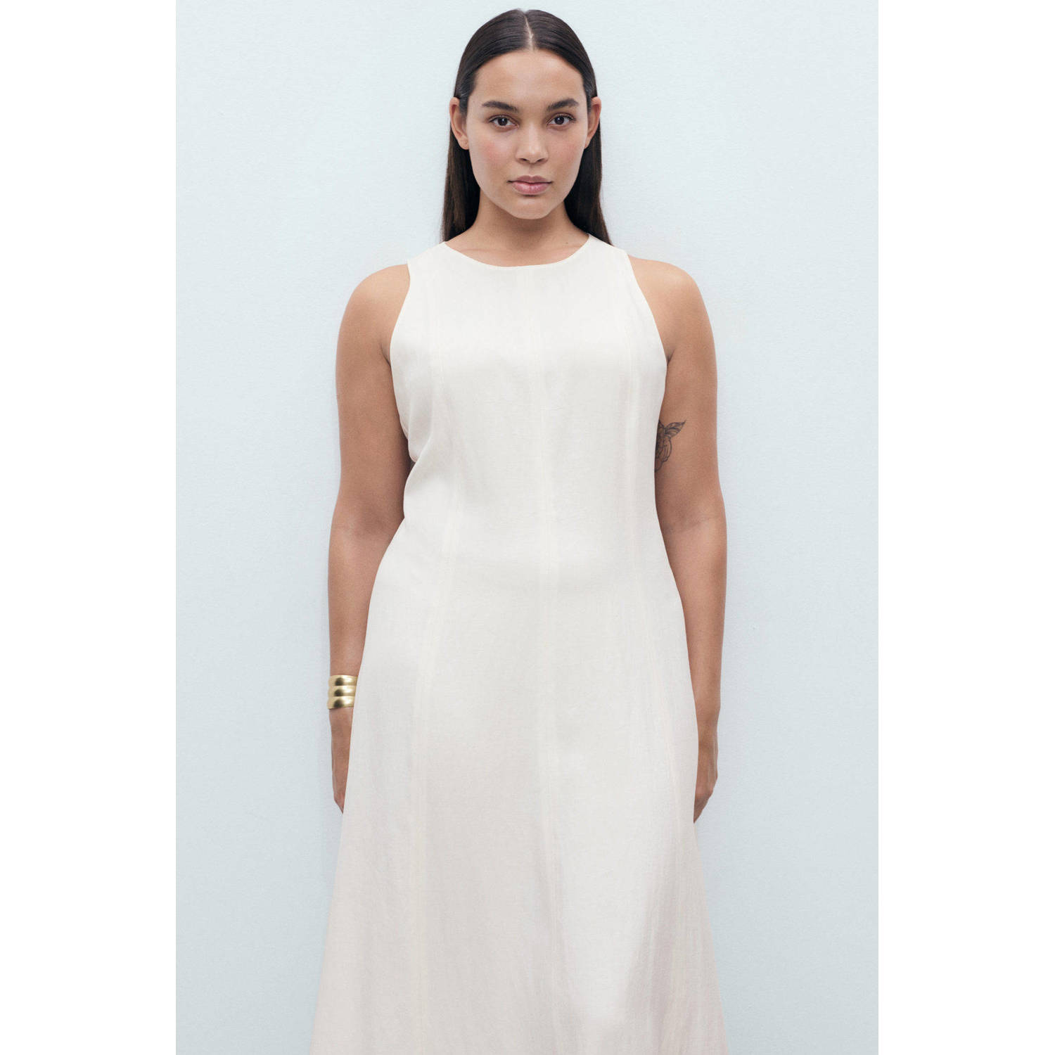 Mango midi jurk ecru