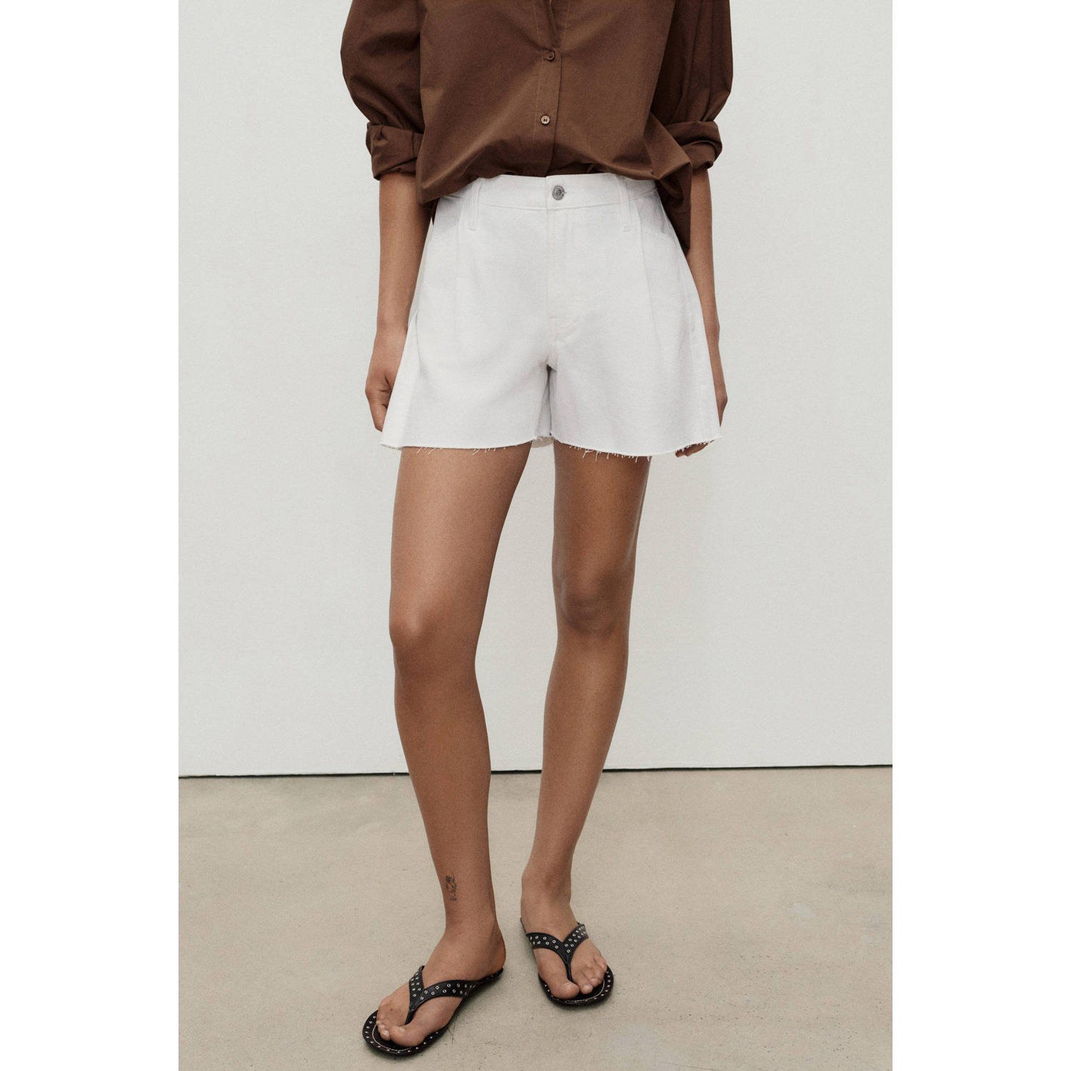 Mango denim wide leg regular waist short wit