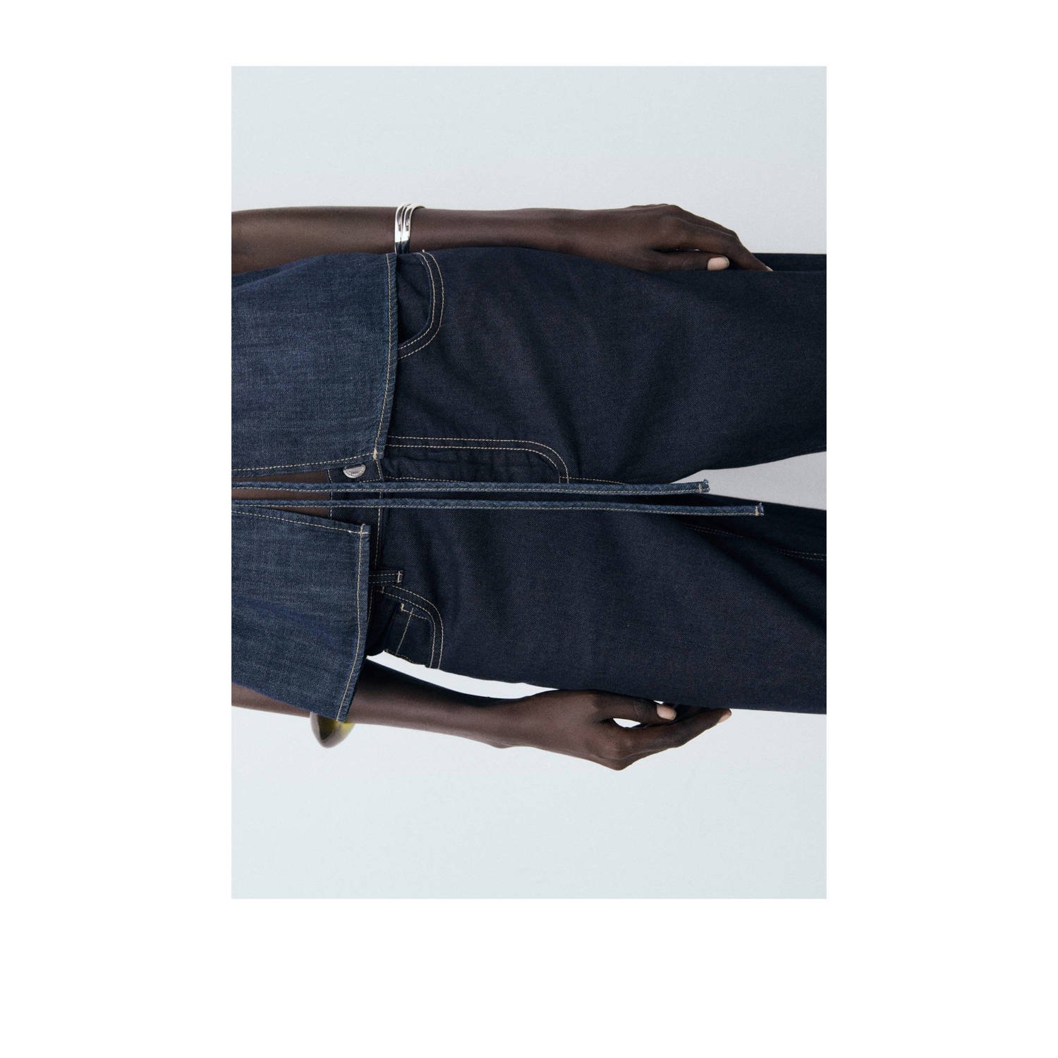 Mango high waist wide leg jeans dark blue denim