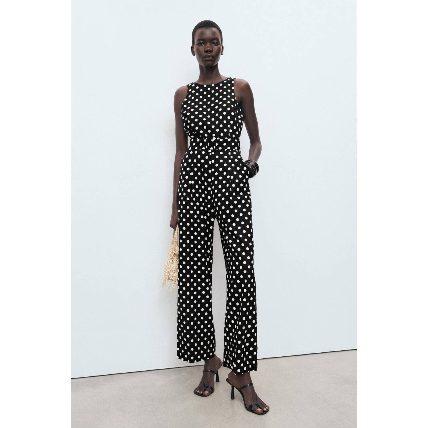 Mango jumpsuit linnen zwart