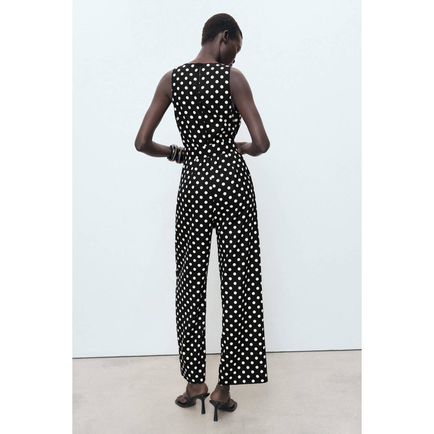 Mango jumpsuit linnen zwart