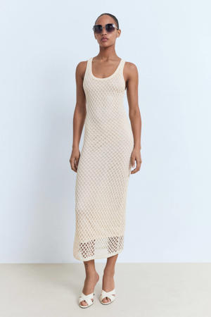 midi jurk crochet ecru