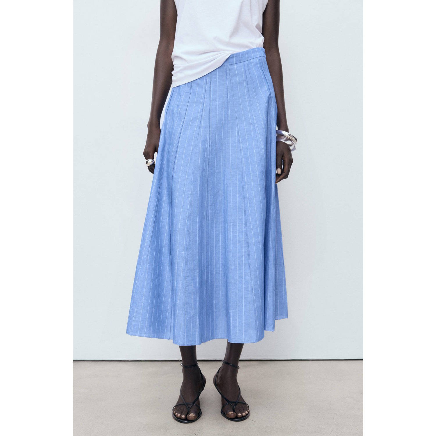 Mango midi rok blauw