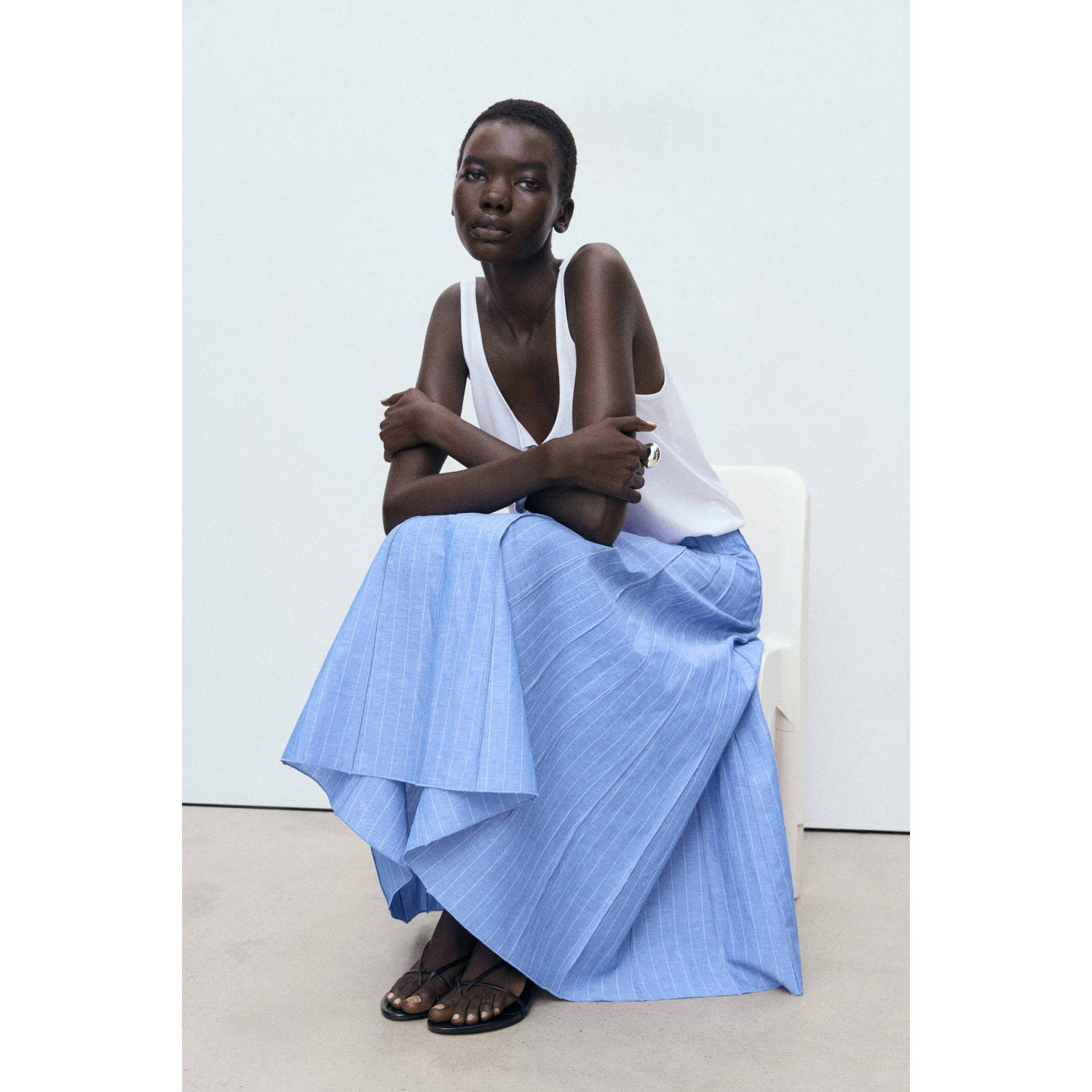 Mango midi rok blauw
