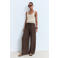 Mango wide leg regular waist broek bruin
