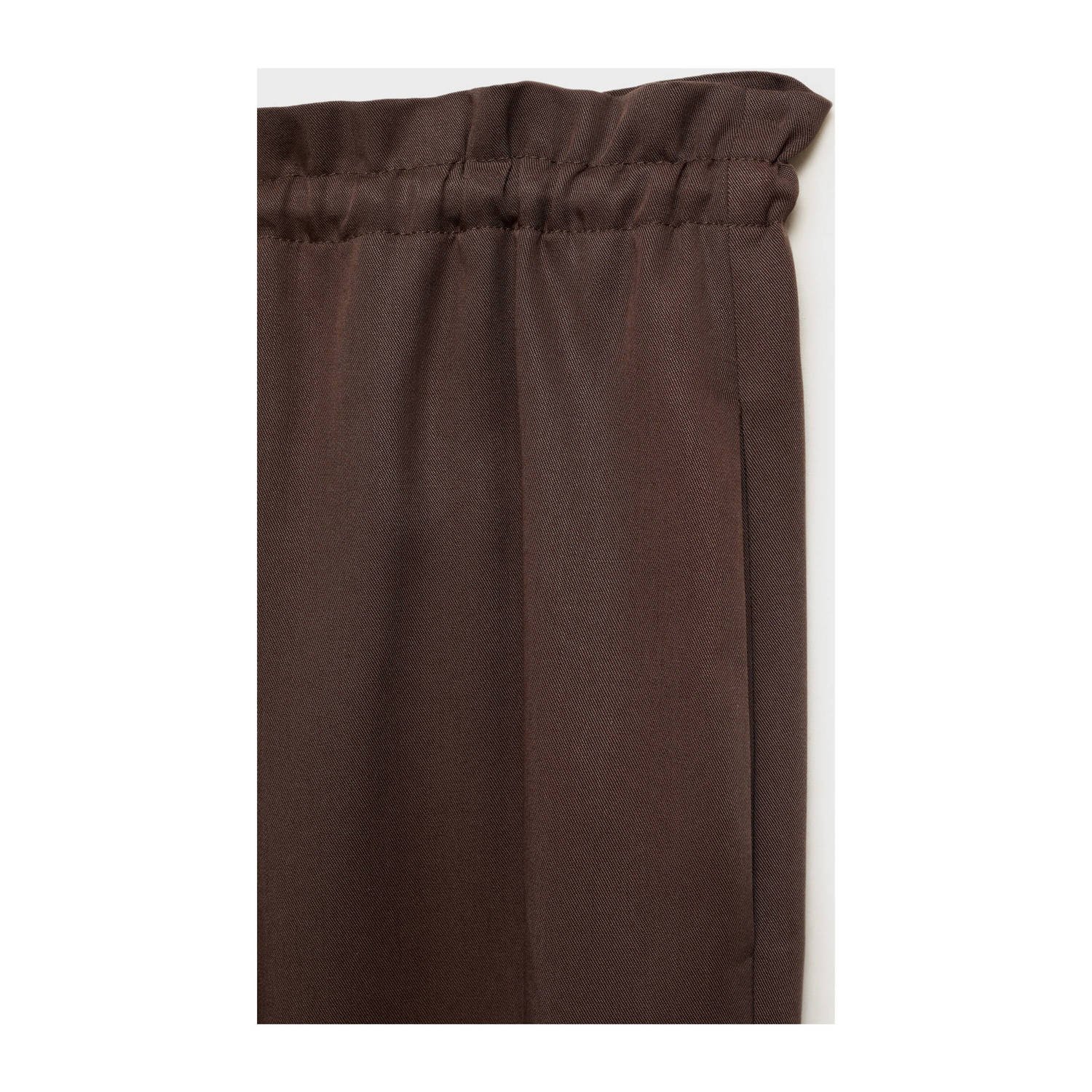 Mango wide leg regular waist broek bruin