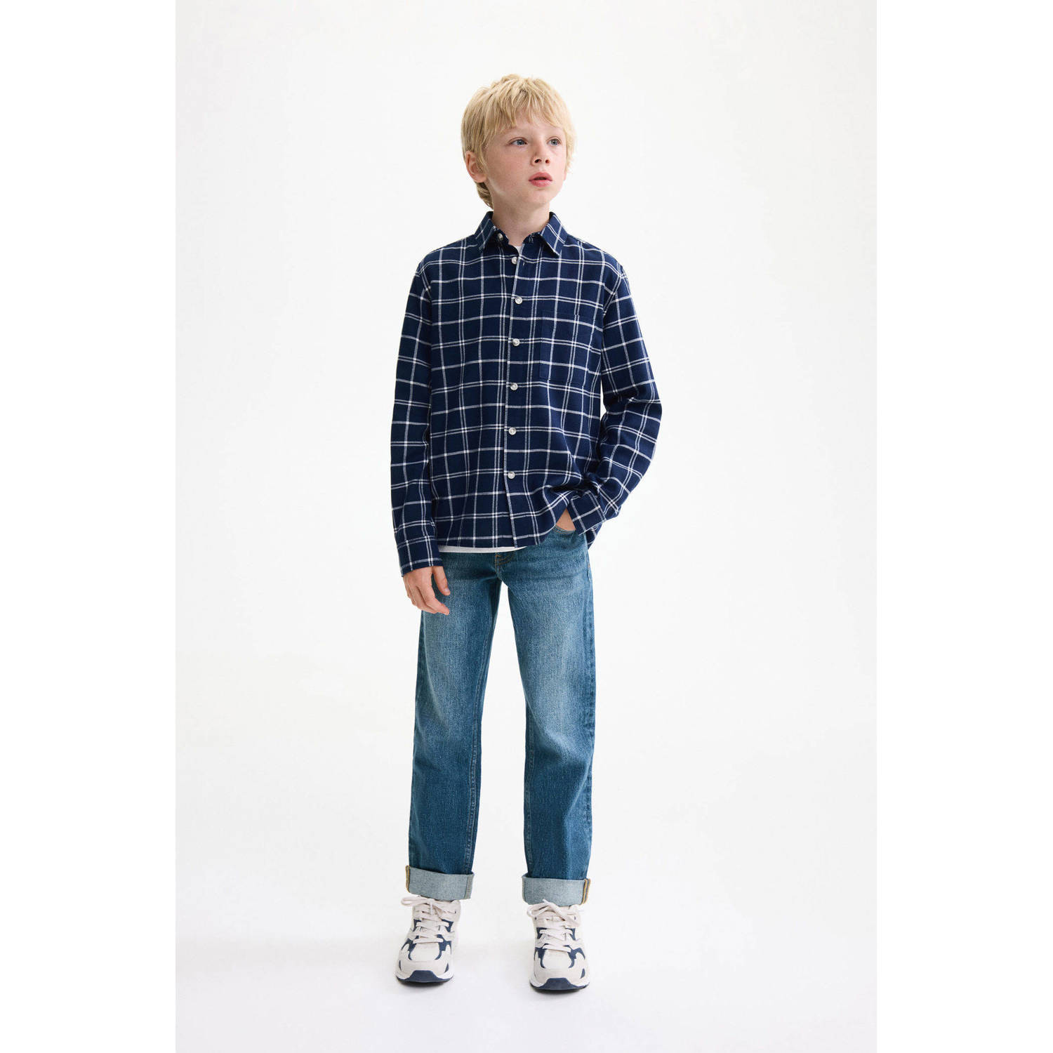 Mango Kids regular waist regular fit jeans medium blue denim