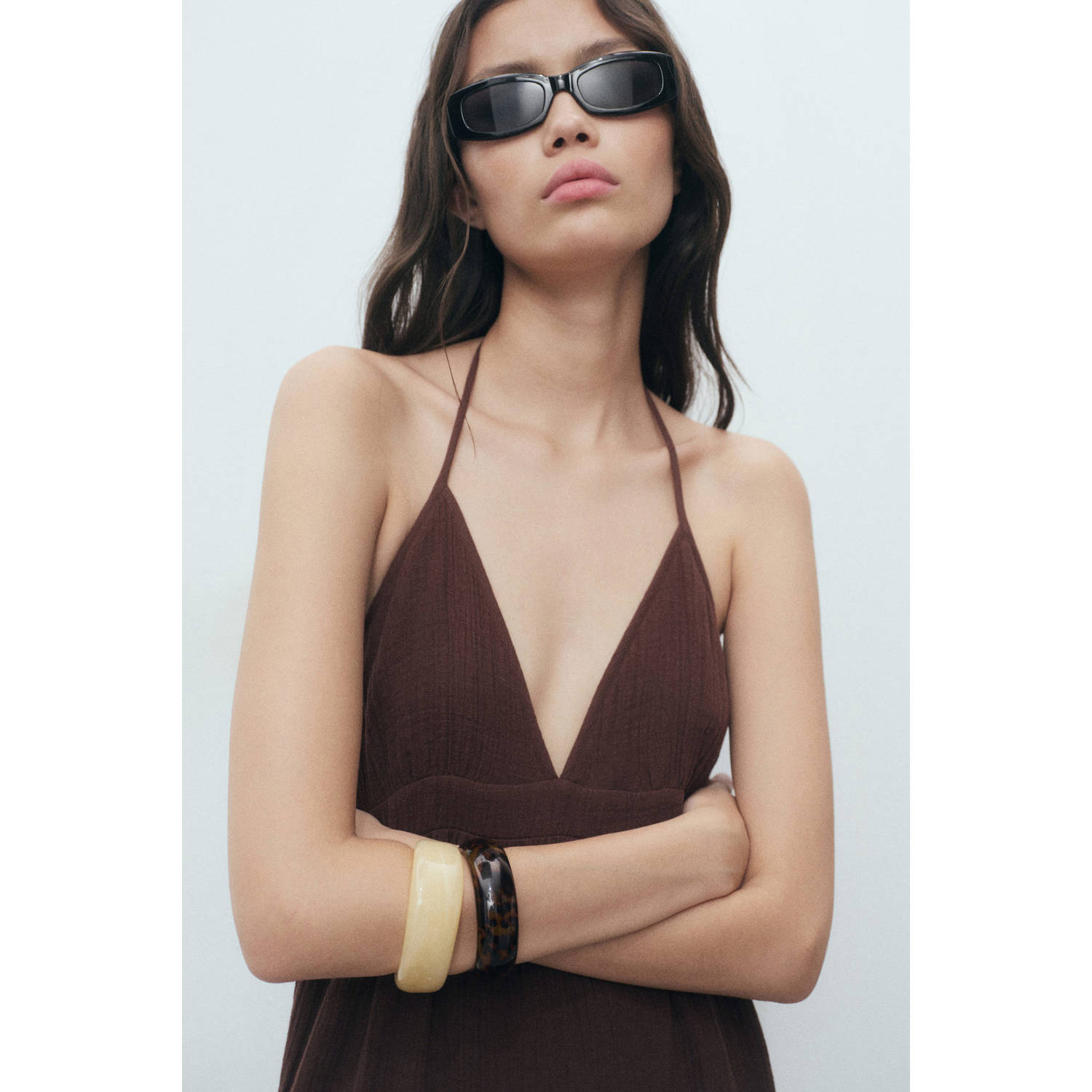 Mango zomerjurk bruin