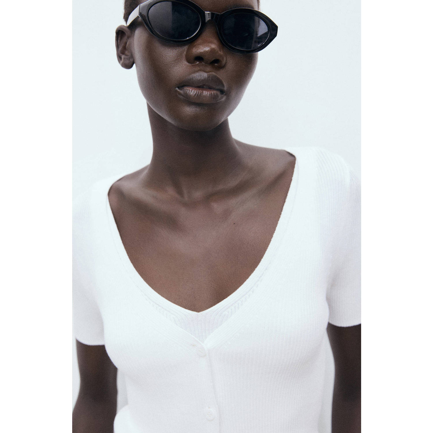 Mango gebreid vest wit