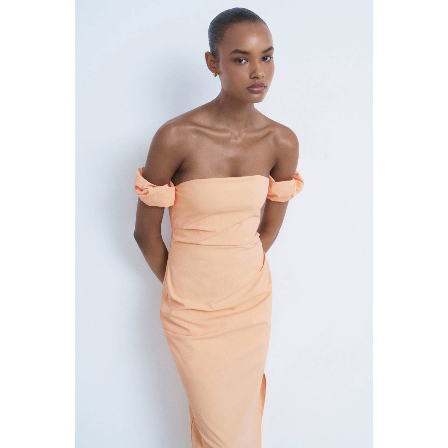 Mango off shoulder jurk oranje