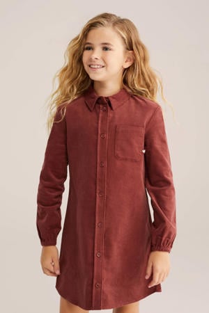 corduroy A-lijn jurk donkerrood