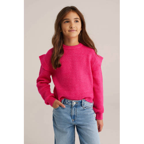 WE Fashion trui roze gebreid afbeelding