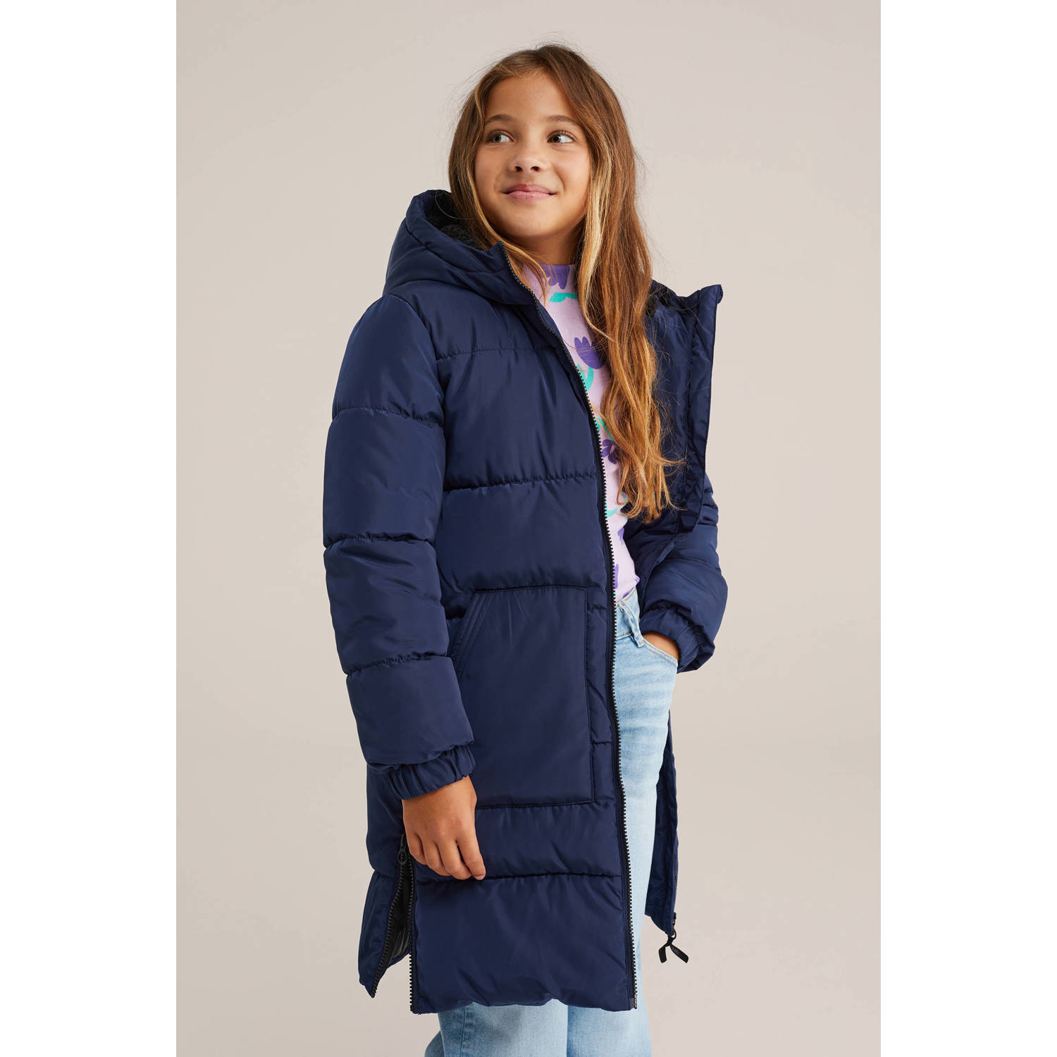 WE Fashion gewatteerde jas donkerblauw