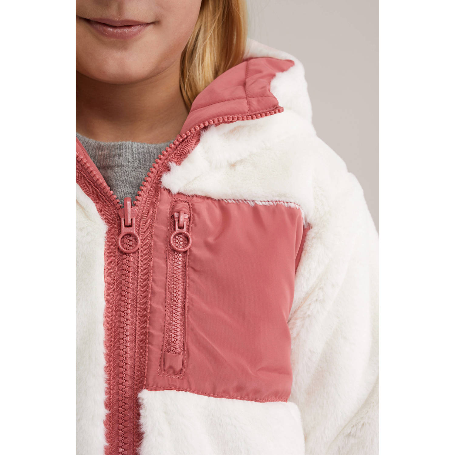 WE Fashion reversible jas winter roze