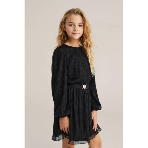 WE Fashion korte jurk met glitter zwart afbeelding