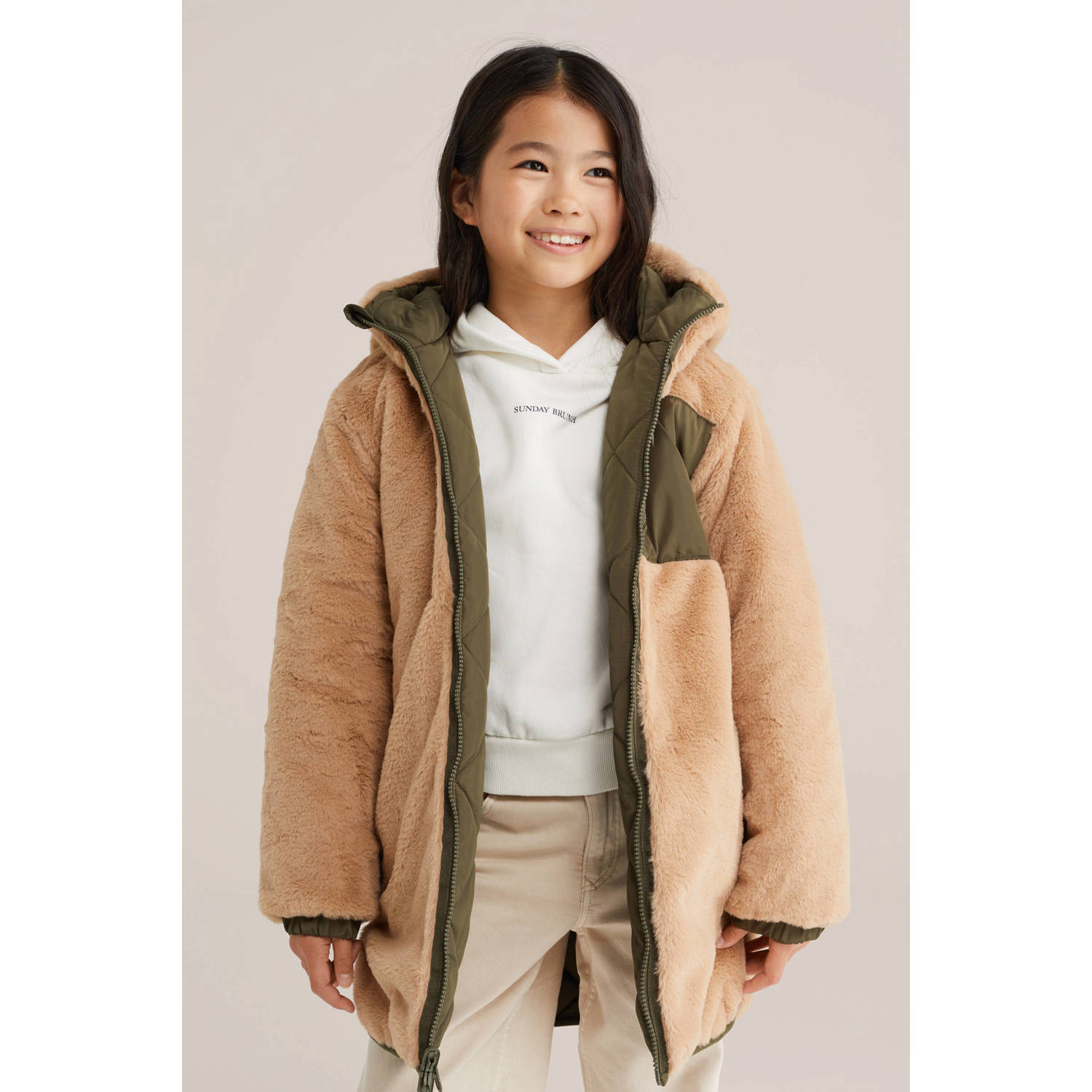 WE Fashion reversible jas winter donkergroen