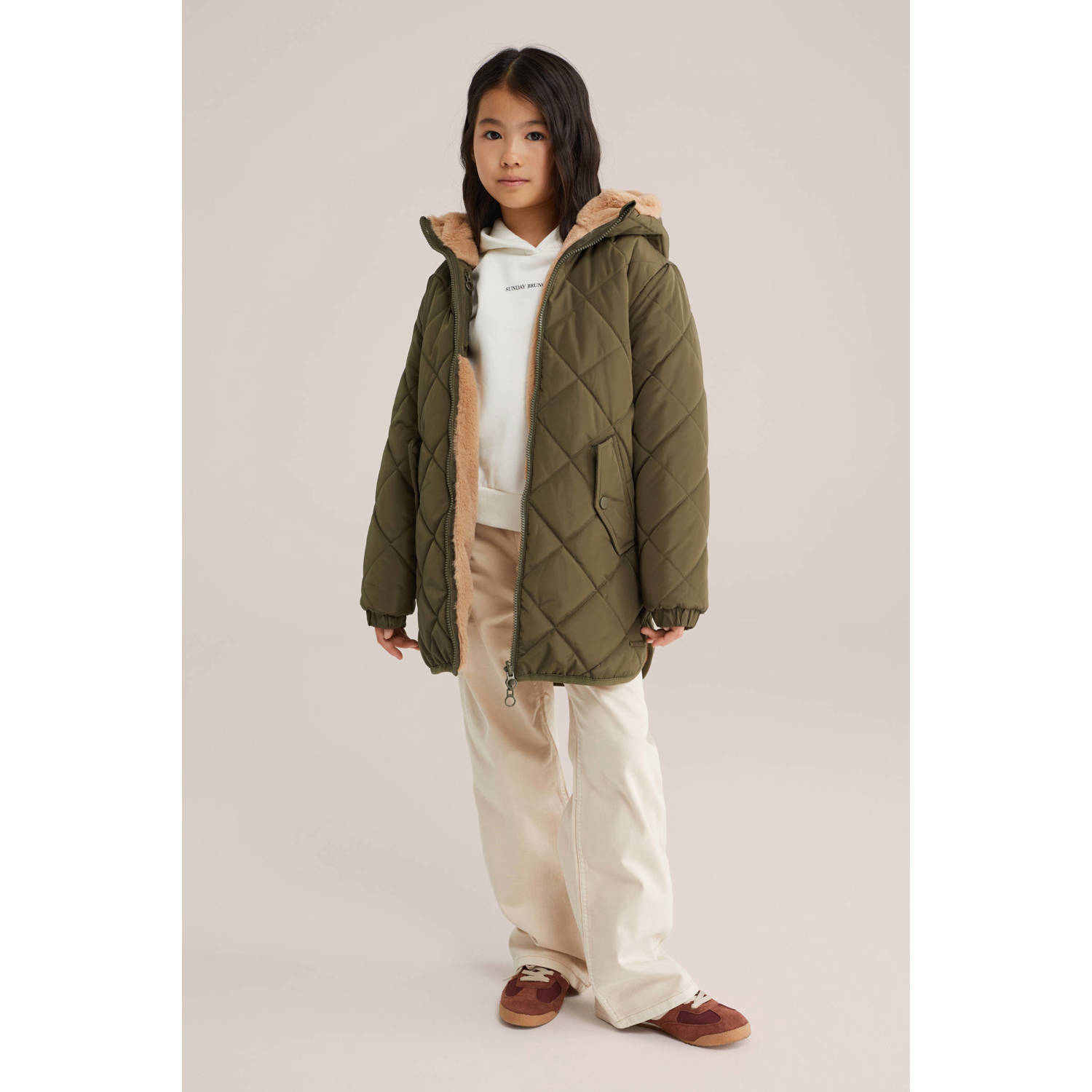 WE Fashion reversible jas winter donkergroen