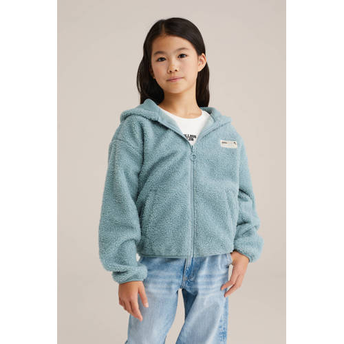 WE Fashion teddy fleecevest lichtblauw afbeelding