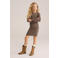 WE Fashion bodycon jurk bruin/zwart