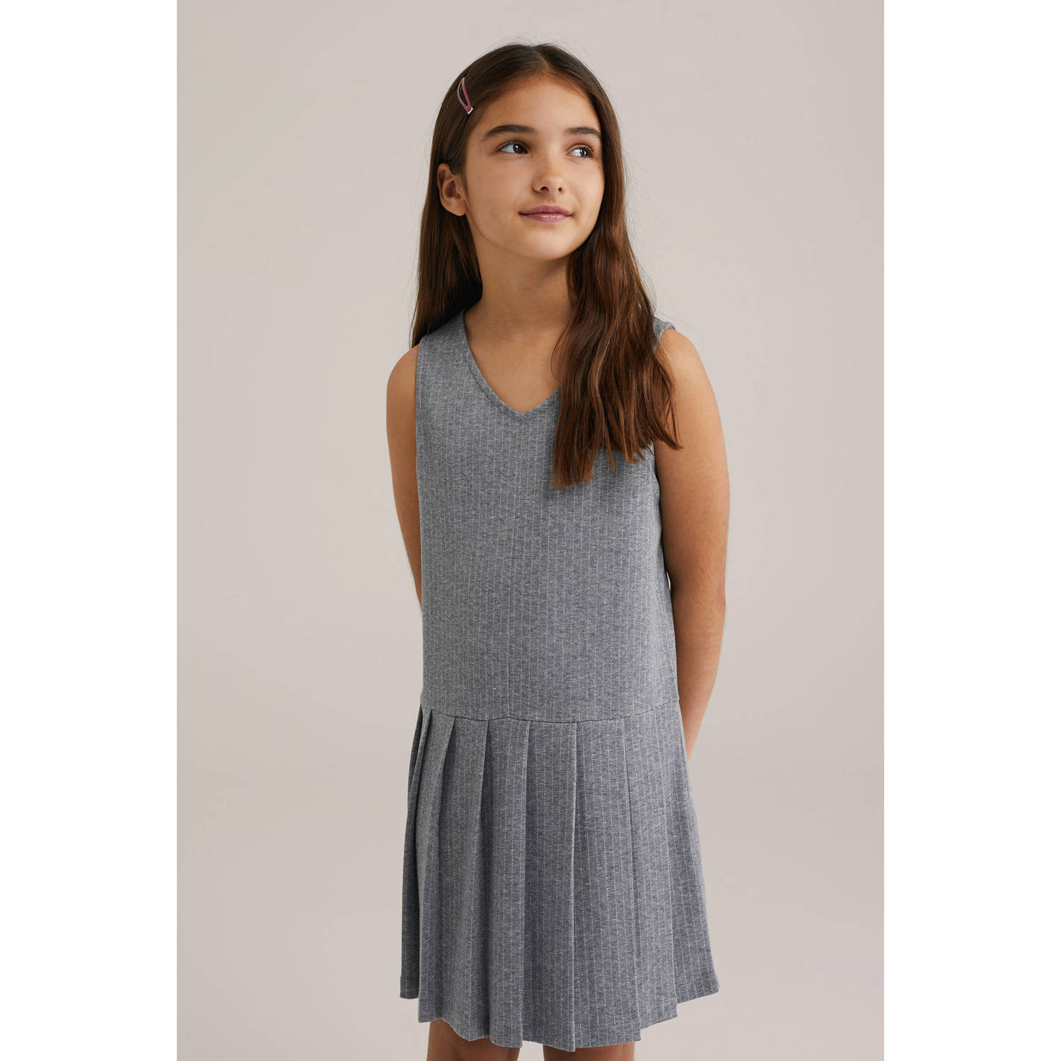 WE Fashion korte jurk grijs melange